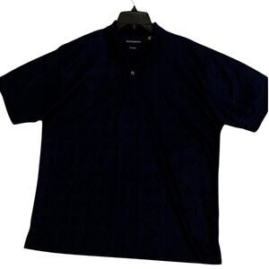 Hathaway Coolmax Polo Shirt Men's Large Dark Navy Golf Diamond Pattern Inlay
